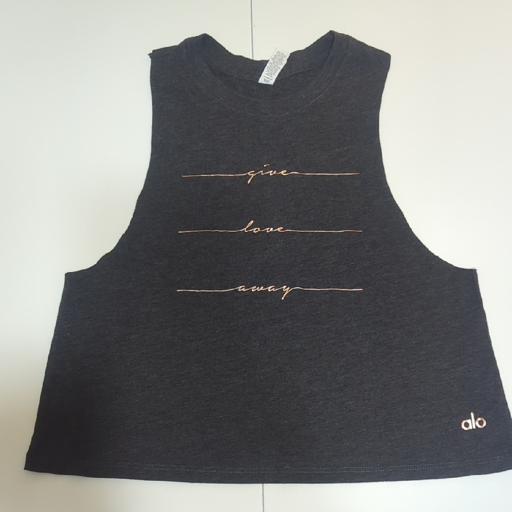 ALO Yoga Black/Charcoal Graphic Muscle Tee